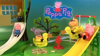 Peppa Pig Jouets Aire de Jeux Toboggan Balançoire Cabane dans l’Arbre [upl. by Losse]