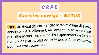 Exercice corrigé  PROPORTION et POURCENTAGE — MATHS CRPE [upl. by Kcirtap]