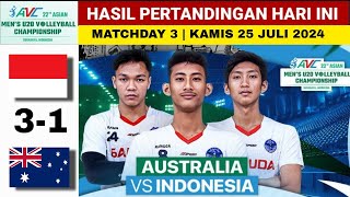 Indonesia vs Australia VolleyballHasil AVC Mens U20 Volleyball 2024 Hari IniKlasemen AVC Mens U20 [upl. by Pronty]