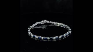 14K White Gold 1 110 Cttw Diamond and Blue Sapphire Alternating Link Tennis Bracelet IJ Color [upl. by Kristof656]