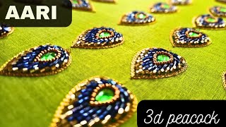 Aari work 3d peacock blouse design making video for beginners ♥️ [upl. by Ereveniug136]