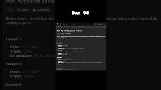 LeetCode 459  Repeated Substring Pattern javaprogramming 100daysofcodingchallenge [upl. by Magdaia]
