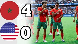 Morocco vs USA 🇺🇸  4 0   Extеndеd Highlights  HakimiRahimiIllias Goals  Olympic games [upl. by Ailet]