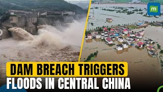 China Dam Breached  Chinese Officials Race To Stem Dam Breach Floods In Central China [upl. by Lleret]