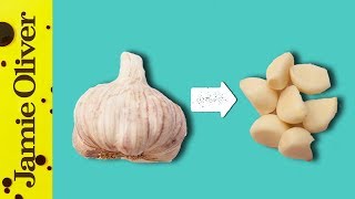 How To Easily Peel Garlic  1 Minute Tips  Jamie Oliver [upl. by Ileana]