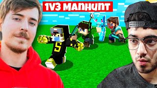 MrBeast Challenged me for 1 V 3 Minecraft Speedrunner VS Hunter Match [upl. by Solahcin]