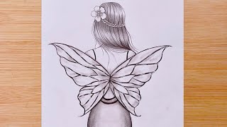 How to draw a fairy  Step by step Pencil Sketch for beginners  Fairy Drawing Tutorial [upl. by Elna]