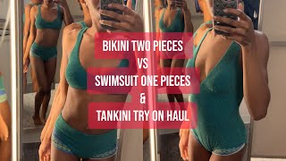 Bikini two piece set verse swimsuit one piece set  tankinis  try on haul  swimwear  fashion [upl. by Caralie565]