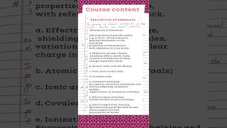 Periodicity Of Elements notes  bsc 1st year chemistry notes bscchemistry bsc semester1 study [upl. by Angel]