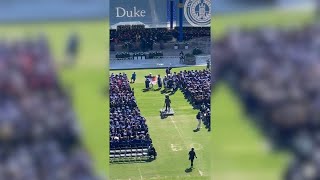 Dozens of Duke graduates walk out ahead of commencement speech [upl. by Aihtibat]