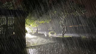 Heavy Rainstorm in Garden House with Lightning Flashed amp Thunder Rumbled Rain Sounds for Sleeping [upl. by Eirrab]