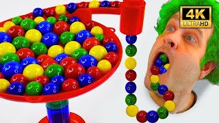 Marble Run Race ☆ Japanese Carpenter Wooden Course Red Black Blue Marble [upl. by Eveivenej744]