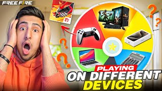 Playing Free Fire On Different Devices😱😍Pc Mobile Ps5 And More🤣As Gaming  Free Fire India [upl. by Phyllida460]