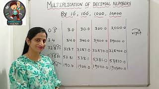 Multiplication of Decimal Numbers by 10 100 1000 10000Grade 5 amp 6Maths Decimals [upl. by Marlena]