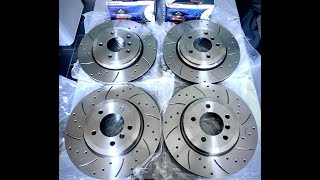 BMW E46 front brake disc upgrade MTEC cross drilled amp grooved discs and performance pads [upl. by Goltz58]