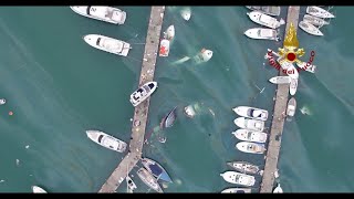 Rapallo il porto distrutto dal maltempo le immagini dal drone dei Vigili del fuoco [upl. by Etteloiv339]