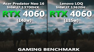 RTX 4060 140w vs 115w Gaming Test  2023 Acer Predator Neo 16 vs Lenovo LOQ Gaming Benchmark [upl. by Asi]