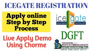 ICEGATE Registration Process Live Demo  Icegate Step by step Process Apply online using chorme [upl. by Nrek]