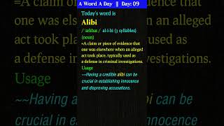 Alibi  Meaning Etymology Usage  English Speaking Made Easy vocabularybuilding vocabulary [upl. by Canty]