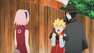 Boruto And Sasuke Meet Kid Sakura Sasuke Tries To Escape From Sakura  Boruto Episode 129 [upl. by Aretina]