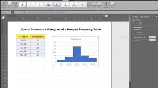 How to construct a Histogram of a Grouped Frequency Table using Excel [upl. by Ahsiak]