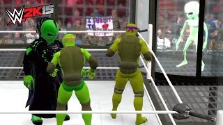 TMNT vs ALIENS Teenage Mutant Ninja Turtles  WWE 2K15 [upl. by Crabb]