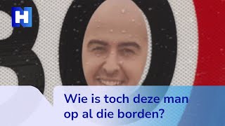 Hard op zoek naar kale man van stickers die door heel Amsterdam hangen [upl. by Stockwell511]