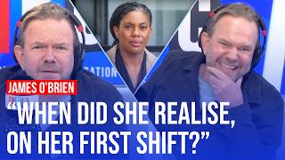 Kemi Badenoch became working class at McDonalds  James OBrien reacts  LBC [upl. by Anitsenre394]