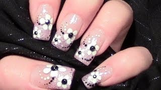 Rosa Glitter Blümchen Nageldesign selber machen  Simple Flower Nail Design  Nägel lackieren [upl. by Annasoh224]