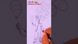 Balloon seller drawing easy সহজে বেলুন ওয়ালার ছবি আঁকো shorts [upl. by Durtschi]