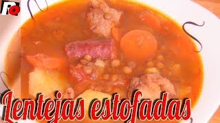 Lentejas estofadas con costillas  Recetas de cocina [upl. by John892]