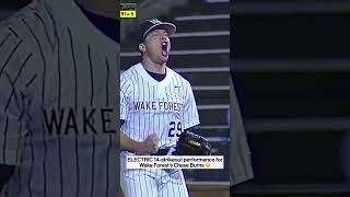 Wake Forests Chase Burns was FIRED up after his 14strikeout performance last night 😤 🎥 ESPN [upl. by Notsla]