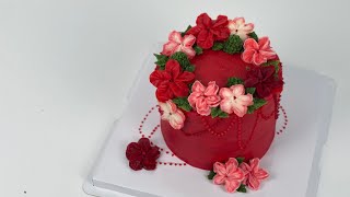 Tropical Buttercream Cake  Red Cake Design [upl. by Wyn715]