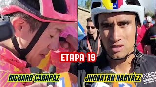 Richard Carapaz y Jhonatan Narváez se pronuncian sobre la Etapa 19 de La Vuelta España [upl. by Elleron]