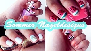 SOMMER NAGELDESIGN Selber Machen  Einfach Für ANFÄNGER  Kurze amp Mittel Lange Nägel Lackieren 2015 [upl. by Caputto]