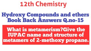 Chapter11Hydroxy Compounds and ethers Book back answers Qno11 [upl. by Ahseer473]