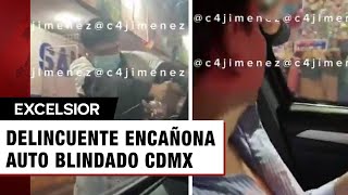 Encañona a automovilista en centro de la CDMX coche estaba blindado [upl. by Nahgen]