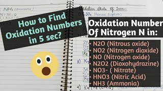 Oxidation Number  Oxidation State of Nitrogen  How to find Oxidation NumberState [upl. by Notnirb625]