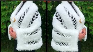 Easy crochet amazing rectangular shawl 👌👌👌 اشيك شال كروشية بخيط الشعر [upl. by Ayoj363]