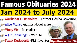 Obituaries Current Affairs 2024  Jan To July 2024  Death in News 2024  Current Affairs 2024 [upl. by Entirb]