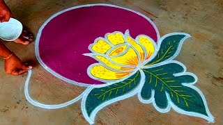 Deepavali kolam design🌹Diwalimuggulu🌹Diwali Rangoli kolam🌹 Easy peacock rangoli🌹Super Colour Rangoli [upl. by Youngman]