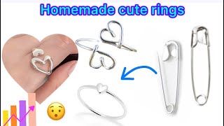 DIY Homemade cute love rings🥰How to make rings at homeHomemade easy ringsDIY ring tutorial [upl. by Refinney989]