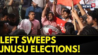 JNUSU  Student Elections  Left Sweeps Jawaharlal Nehru University Students Polls  English News [upl. by Hanselka371]