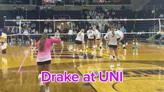 UNI hosted Drake in a MVC volleyball match Monday [upl. by Alletsirhc624]