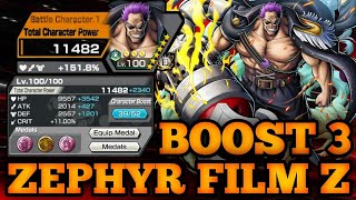 ZEPHYR FILM Z BOOST 3 GAMEPLAY  ONE PIECE BOUNTY RUSH  OPBR [upl. by Hoag599]