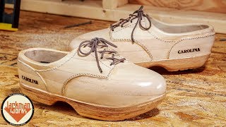 Making Wood Clog Heelys from pallet wood [upl. by Ahsyad]