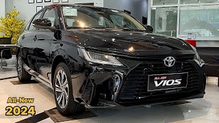 All New Toyota Vios 2024 Black Premuim Exterior Walkaround and Beet Interior Show Detail [upl. by Mignonne]