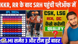 IPL 2024 Points Table Analysis  Playoffs Scenario KKR RR SRH Qualified  CSK LSG DC RCB Chance [upl. by Mayes237]