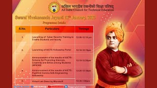 Celebration of Swami Vivekananda Jayanti and Launching of New Initiatives by AICTE [upl. by Adliw]