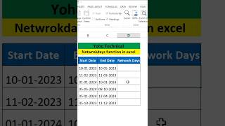 Networkdays function in excel workdays in excel exceltipsandtricks viralsshorts viralshorts2024 [upl. by Hanan]